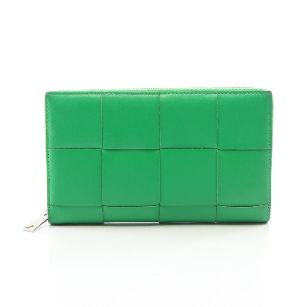 Bottega Veneta Intrecciato Zip Around Wallet Leather Green